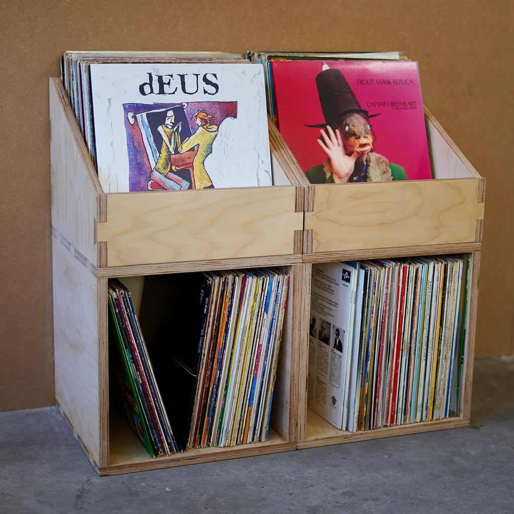 Browser Bin vinyl opbergbox in berken multiplex hout, modulair