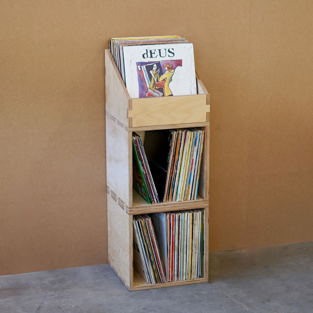Browser Bin vinyl opbergbox in berken multiplex hout, modulair